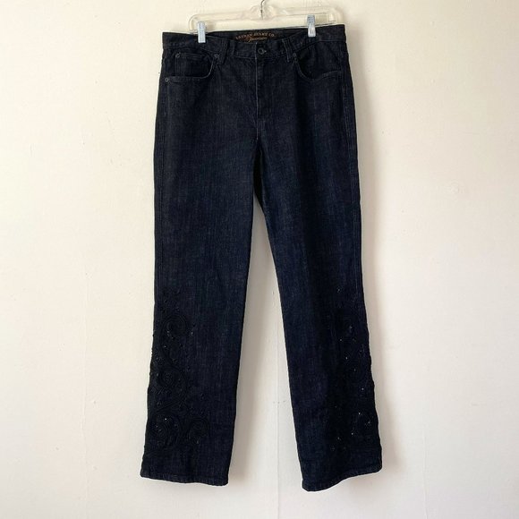 Lauren Jeans Co. Premium Jeans Embellished Black Denim Classic Straight Jean 12